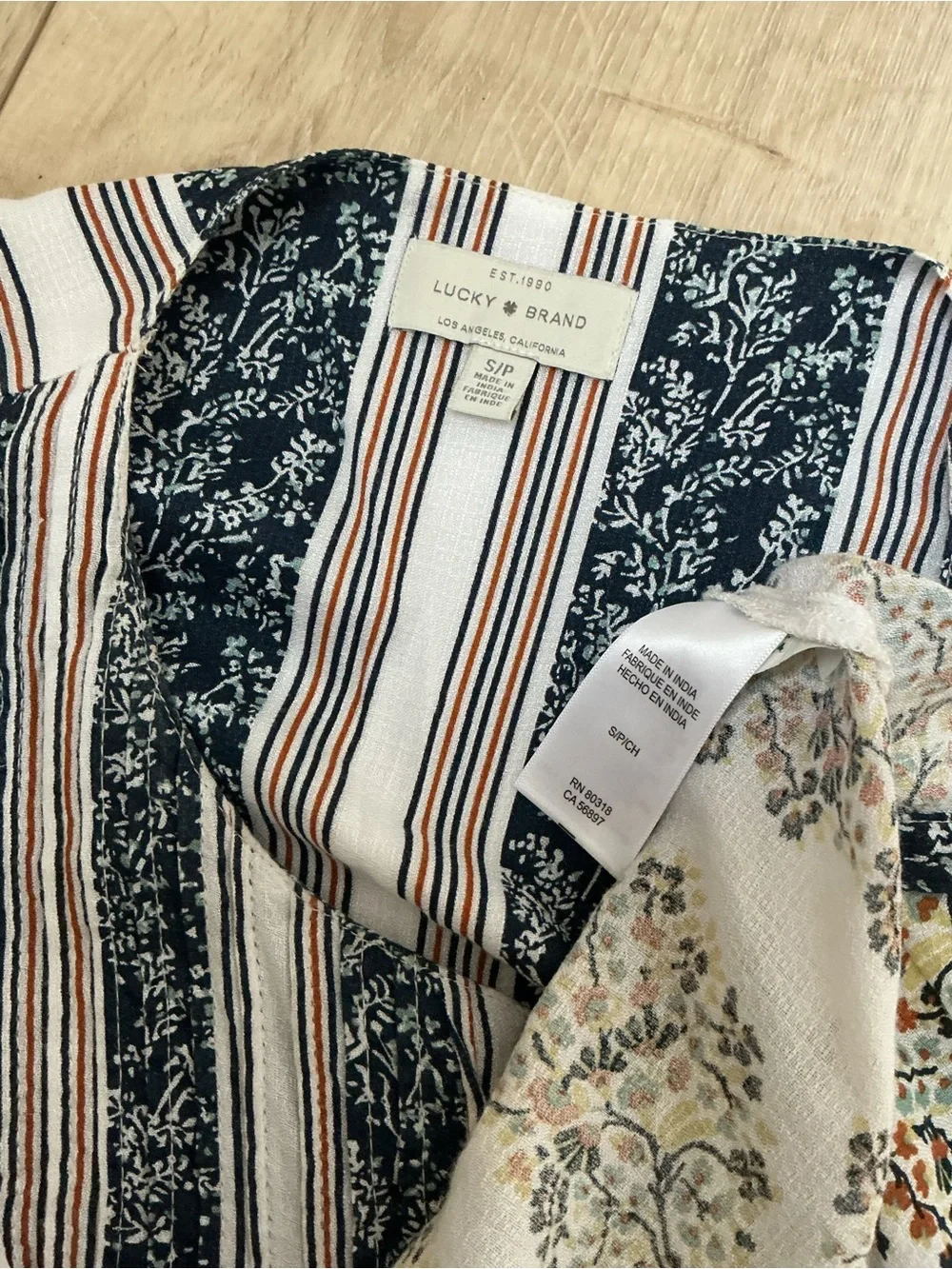 Lucky Brand Boho Floral Paisley Babydoll Blouse Tunic Top Size S/P